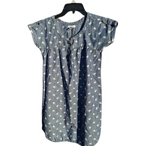 Old Navy Women's  Blue Chambray Midi Dress with White Floral Print Size XL